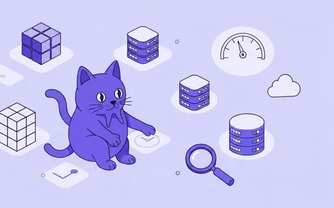 Стилізований GitHub Octocat взаємодіє з абстрактними іконками баз даних, що символізують аналітику, продуктивність, моніторинг та масштабування в контексті інженерії даних.