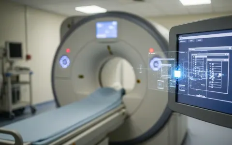 Медичний пристрій візуалізації в лікарні з абстрактним відображенням програмних компонентів на екрані