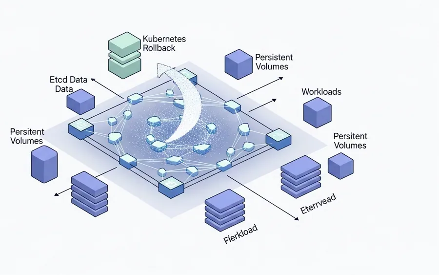 Концептуальна ілюстрація відкату версій Kubernetes у хмарному середовищі EKS