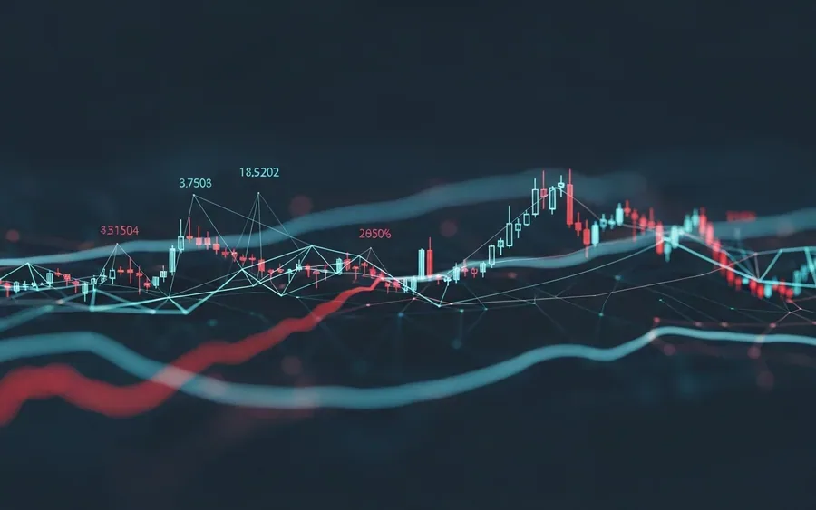 Концептуальна ілюстрація обробки фінансових даних штучним інтелектом для генерації торгових сигналів.