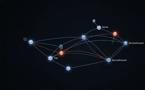 Концептуальна ілюстрація графа, що відображає взаємозв'язки об'єктів Kubernetes та шляхи ескалації привілеїв.