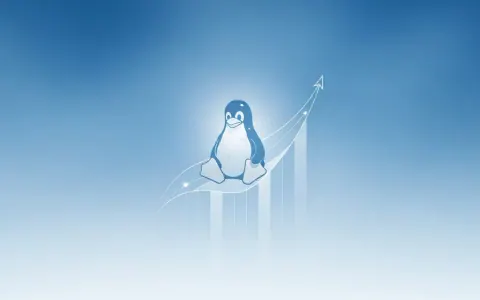 Концептуальна ілюстрація зростання ринкової частки Linux, де стилізований пінгвін Tux розташований на абстрактному графіку, що піднімається вгору.