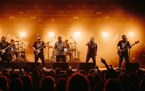Cypress Hill виступають наживо, презентуючи альбом «Dios Bendiga» на сцені з яскравим освітленням та натовпом.
