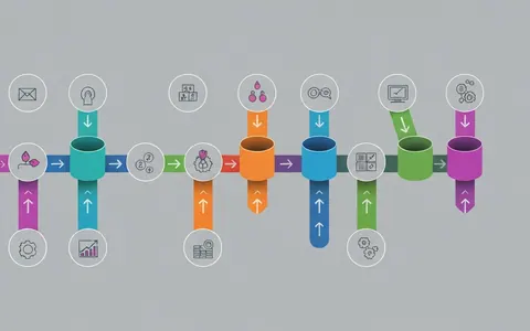 Ілюстрація, що зображує оптимізований конвеєр даних DataOps з автоматизованими етапами збору, трансформації та доставки, що символізує покращену якість та швидкість даних.