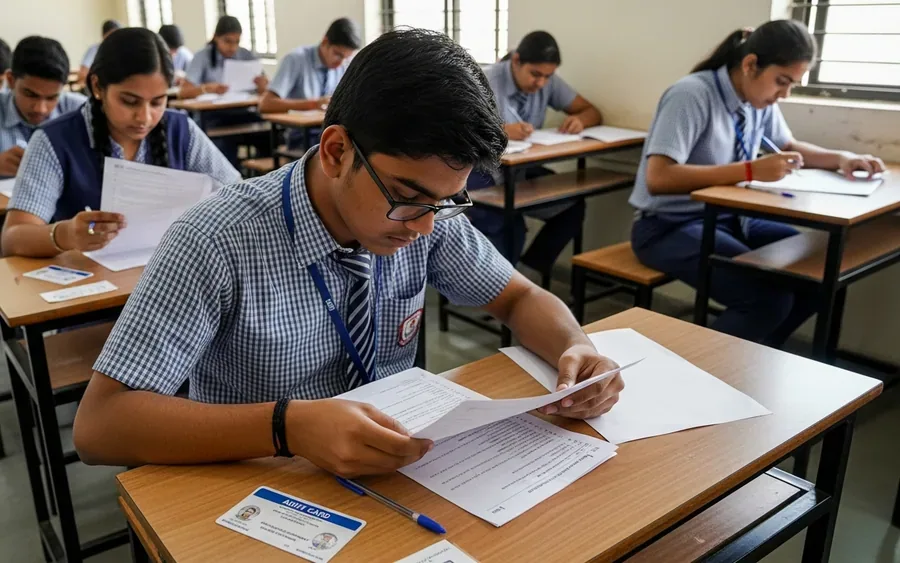 Студенти складають додатковий іспит CBSE Class 12 в іспитовому центрі.