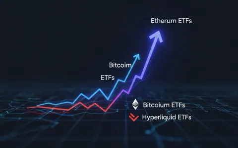 Концептуальна ілюстрація, що показує приплив коштів в Ethereum ETF та відтік з Hyperliquid ETF