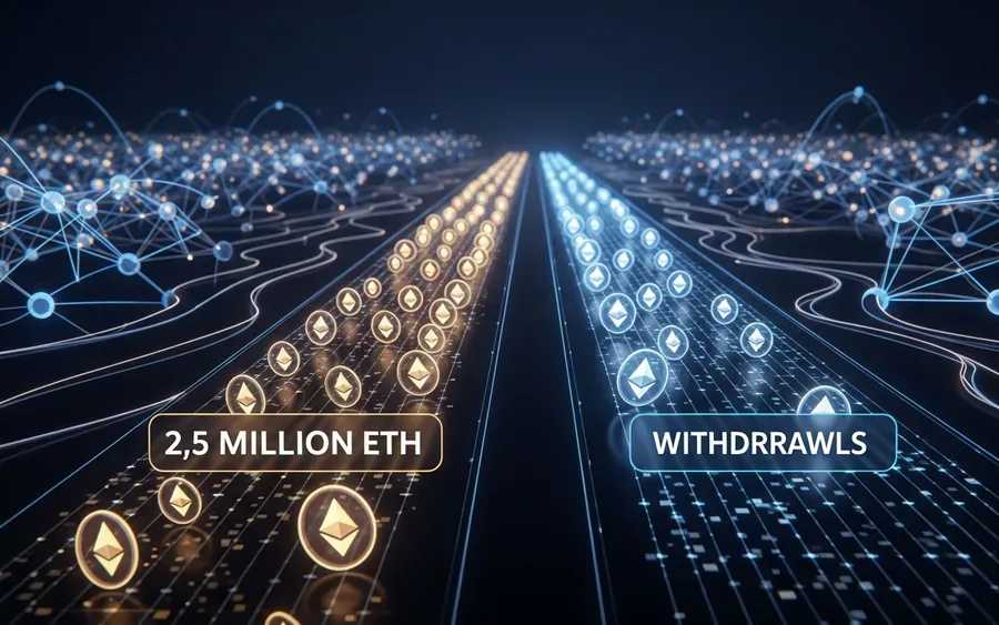 Концептуальна ілюстрація стейкінгу Ethereum з чергою на вхід та порожньою чергою на виведення