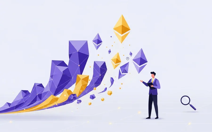 Концептуальна ілюстрація зростання цифрової вартості Ethereum
