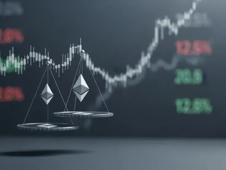 Концептуальне зображення ринкової невизначеності та очікування щодо Ethereum