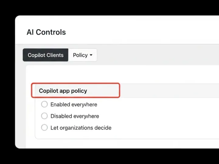 Інтерфейс налаштувань GitHub з опціями політики доступу для Copilot App