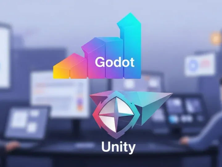 Концептуальна ілюстрація зростання популярності Godot над Unity.