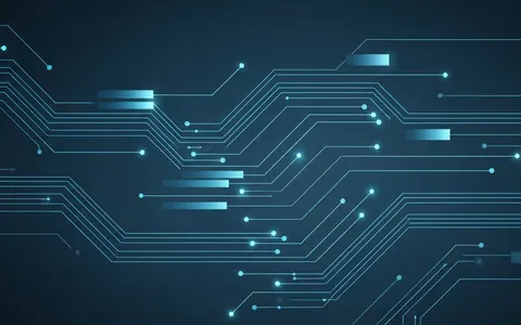 Абстрактна ілюстрація, що символізує штучний інтелект, який обробляє складний програмний код, з лініями даних та обчислювальними вузлами.