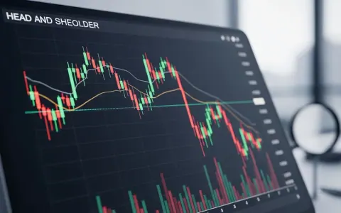 Цифровий біржовий графік на моніторі, що показує патерн «голова і плечі» на ринку напівпровідників