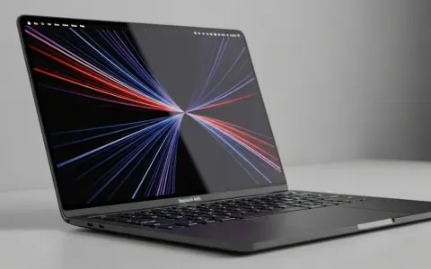 Ноутбук MacBook Air M5 опівнічного чорного кольору на мінімалістичному столі