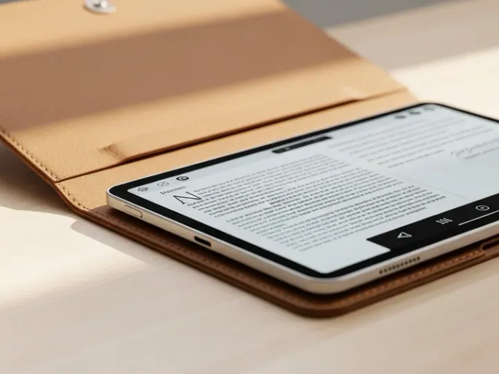 Портативний планшет reMarkable Paper Pro Move у шкіряному чохлі на мінімалістичному столі