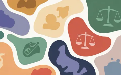 Концептуальна ілюстрація, що зображує різноманіття новинних сюжетів через абстрактні форми та кольори