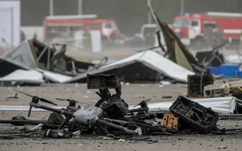 Наслідки ракетного удару по виставці технологій дронів під Києвом