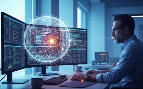 Ілюстрація AI-агента для кодування Cortex Code, що допомагає розробнику працювати з корпоративними даними та кодом.