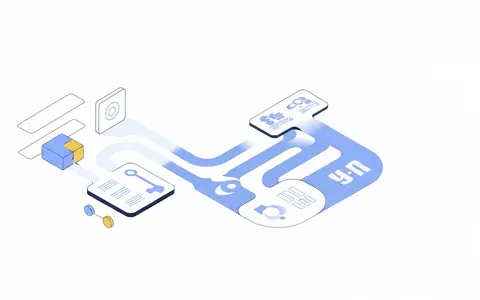 Абстрактна ілюстрація, що показує дві взаємопов'язані платформи даних, які символізують Snowflake та Databricks, що інтегруються в єдину корпоративну екосистему даних.