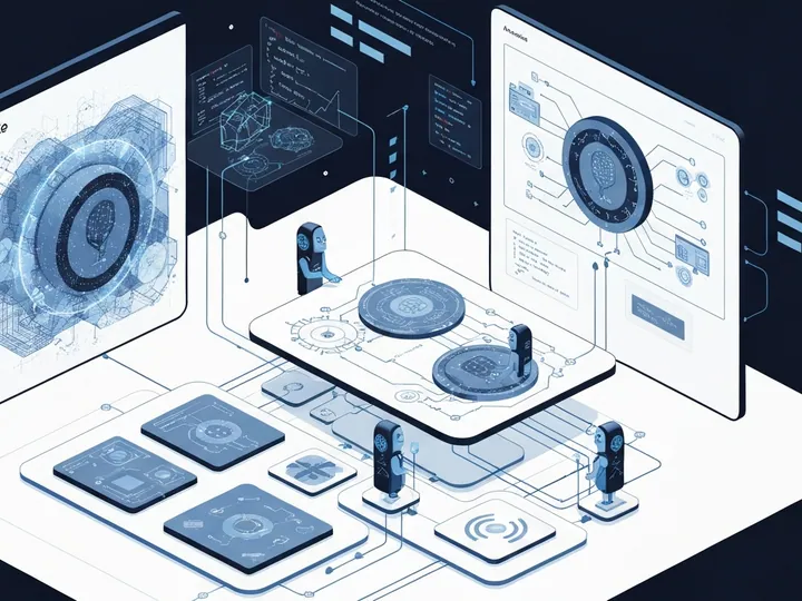 Футуристична ілюстрація, що показує інтеграцію AI-агента Cortex Code у платформу Snowflake, з візуалізацією потоків даних, фрагментів коду та кількох AI-агентів, що працюють разом над завданням.