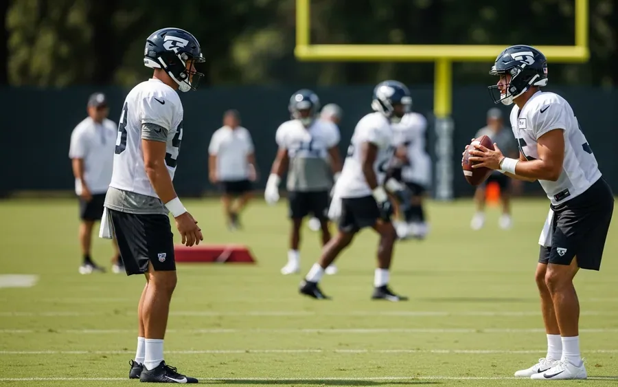 Футболісти на тренувальному таборі Eagles обговорюють стратегію на полі