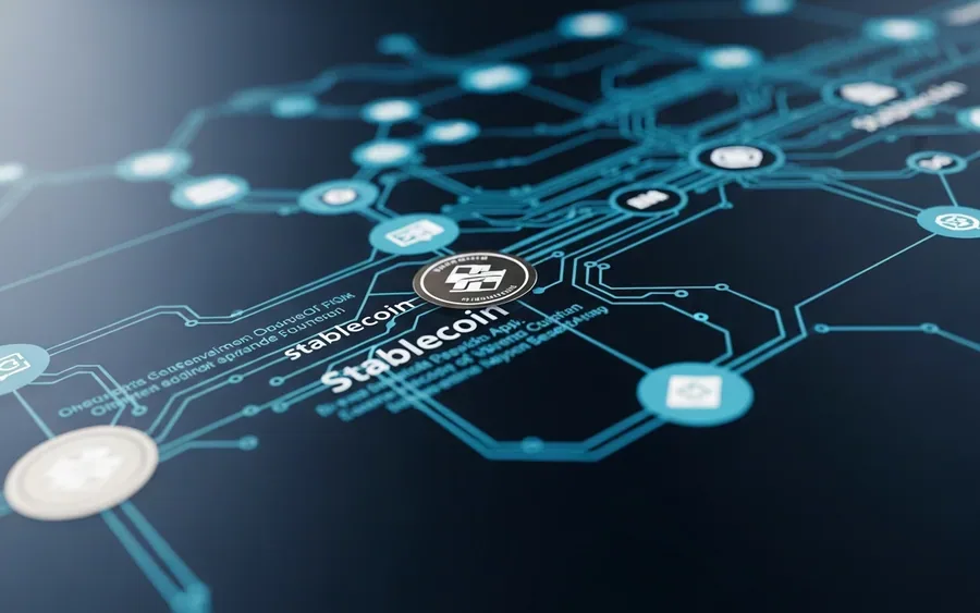 Візуалізація блокчейну Tron як потужної платіжної мережі для стабільних монет, що конкурує з іншими блокчейнами у сферах DeFi та інноваційних додатків.