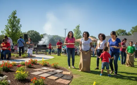 Сцена щорічного Пікніка Єдності Urban League з людьми, що насолоджуються їжею та розвагами, та встановленими пам'ятними цеглинами.