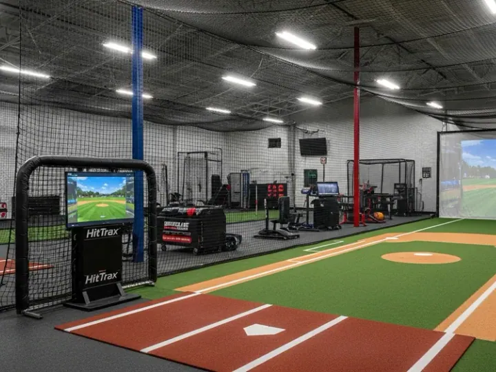 Інтер'єр Wegmans Red Wings Performance Center з системою HitTrax та професійним тренувальним обладнанням.