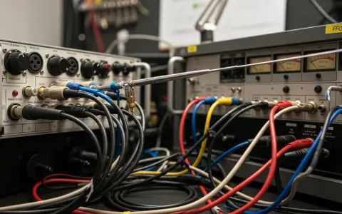 Технічне обладнання радіостанції WERA 96.7 з кабелями та тимчасовою антеною