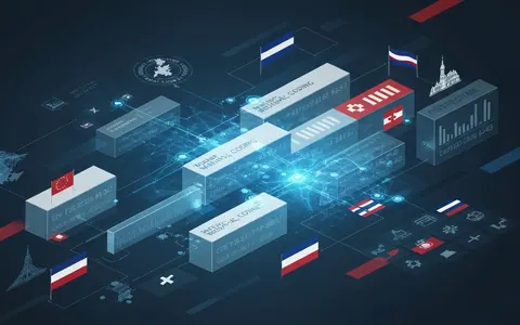 Ілюстрація, що зображує медичне кодування в Європі, де стандартизовані коди передаються між різними системами охорони здоров'я, з елементами штучного інтелекту та абстрактними європейськими мотивами.