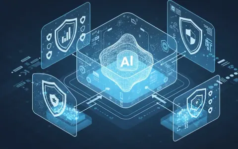 Концептуальна ілюстрація, що зображує багатошаровий захист AI-моделі за допомогою цифрових елементів безпеки.