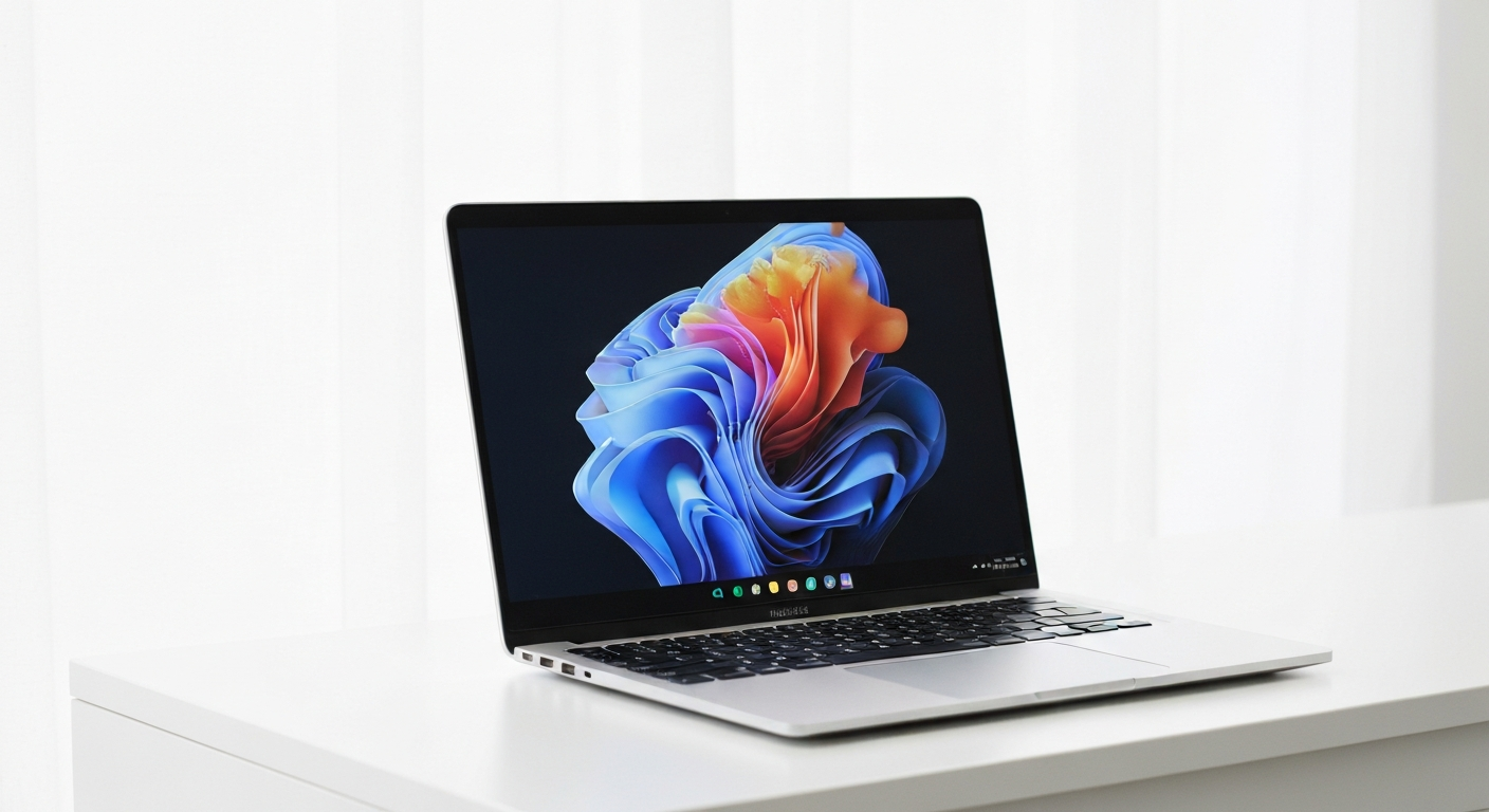 Ноутбук MacBook Neo яскравого цитрусового кольору на столі, що символізує його доступність та привабливість для початківців у технологіях.